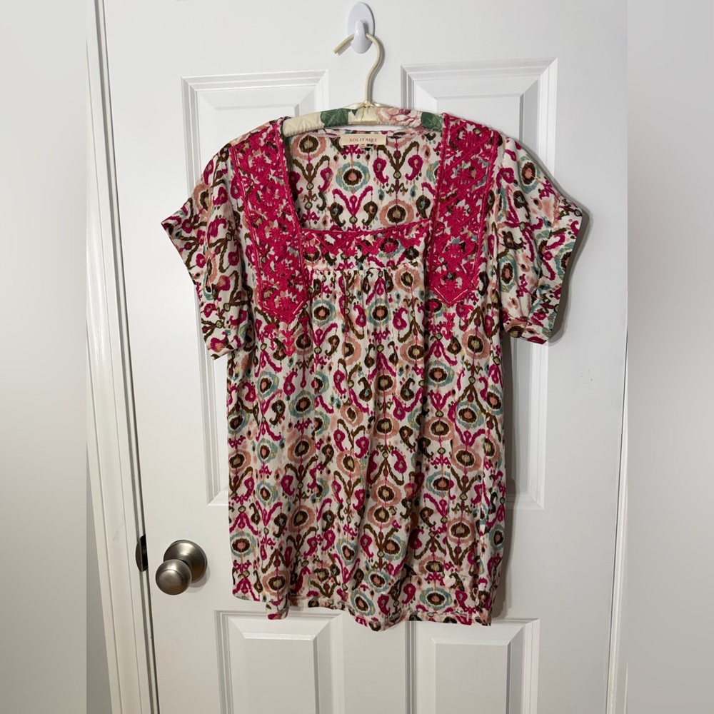 Solitaire Pink Multi-Print Patchwork Square Neck … - image 3